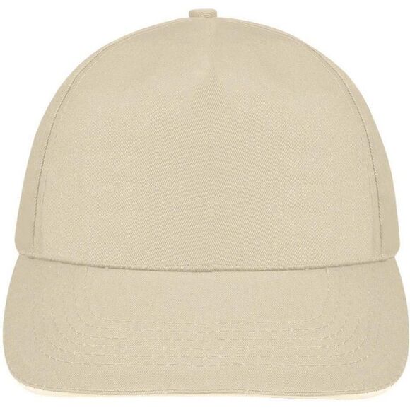 SOLS Unisex Sunny 5 Panel Baseball Cap / Beige/White - Picture 4 of 5